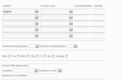 Search/Register for Sections Fields