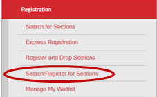 Search/Register for Sections
