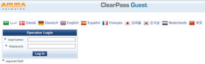 ClearPass Guest Log In Page