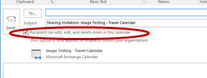 Recipient can add, edit, and delete items in this calendar Checkbox