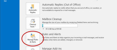 how to create rules in outlook 2016 windows
