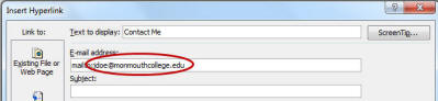 E-mail address Field