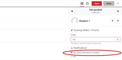 Yes, send notification to student