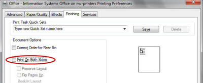 how to turn off double sided printing windows word