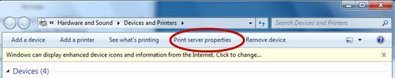 Print server properties