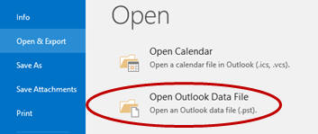 Open Outlook Data File