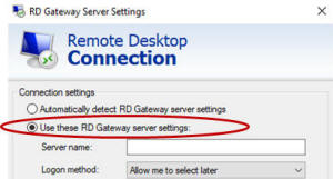 Use these RD Gateway server settings